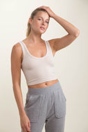 RIBBED Seamless Cropped Tank Top in Stone | DIBS