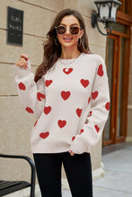 Load image into Gallery viewer, Heart Pattern Lantern Sleeve Sweater

