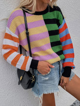 Load image into Gallery viewer, Split Stripes Rib-Knit Sweater
