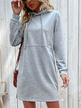 Load image into Gallery viewer, Striped Drawstring Long Sleeve Hoodie
