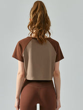 Load image into Gallery viewer, Round Neck Raglan Sleeve Cropped Sports Top
