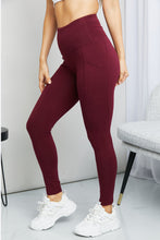 Load image into Gallery viewer, Zenana Ready to Roll Full Size Wide Waistband Pocket Leggings in Burgundy
