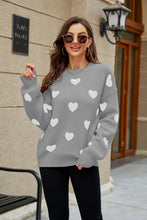 Load image into Gallery viewer, Heart Pattern Lantern Sleeve Sweater
