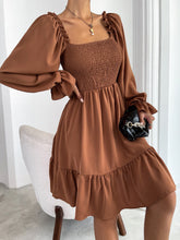 Load image into Gallery viewer, Smocked Square Neck Flounce Sleeve Dress
