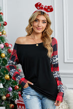 Load image into Gallery viewer, Plaid Leopard Baseball Sleeve Top
