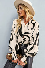 Load image into Gallery viewer, Printed Lantern Sleeve Button-Up Shirt
