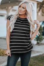 Load image into Gallery viewer, Mixed Print Hem Detail Capped Sleeve T-Shirt
