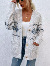 Load image into Gallery viewer, Fair Isle Snowflake Pattern Cardigan with Pockets
