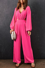 Load image into Gallery viewer, Balloon Sleeve Cutout Plunge Jumpsuit
