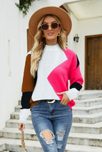 Load image into Gallery viewer, Color Block Mock Neck Ribbed Trim Sweater
