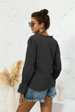 Load image into Gallery viewer, Frill Trim V-Neck Flounce Sleeve Shirt
