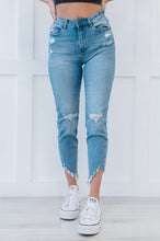 Load image into Gallery viewer, Muselooks Distressed Asymmetrical Raw Hem Skinny Jeans
