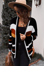 Load image into Gallery viewer, Striped Open Front Dropped Shoulder Longline Cardigan
