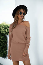 Load image into Gallery viewer, One Shoulder Long Sleeve Knitted Dress
