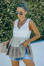 Load image into Gallery viewer, Tricolor Frill Trim V-Neck Sleeveless Top
