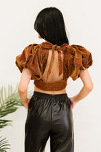 Load image into Gallery viewer, PRIVY Glitter Puff Sleeve Cropped Top
