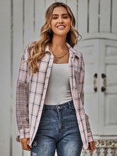 Load image into Gallery viewer, Plaid Button Down Curved Hem Shacket
