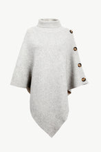 Load image into Gallery viewer, Handkerchief Hem Turtleneck Poncho Sweater
