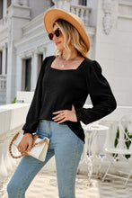 Load image into Gallery viewer, Waffle-Knit Puff Sleeve Square Neck Top
