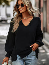 Load image into Gallery viewer, Slit Dropped Shoulder Notched Top
