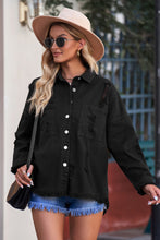 Load image into Gallery viewer, Distressed Fringe Trim Button Up Jacket
