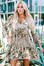 Load image into Gallery viewer, Floral Leopard Bell Sleeve Dress
