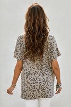Load image into Gallery viewer, Leopard V-Neck T-Shirt with Side Slit
