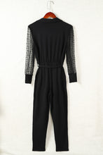 Load image into Gallery viewer, Mesh Sleeve Belted Jumpsuit
