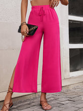 Load image into Gallery viewer, Hot Pink Slit Casual Cropped Flowy Pants
