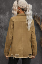 Load image into Gallery viewer, Distressed Snap Down Denim Jacket
