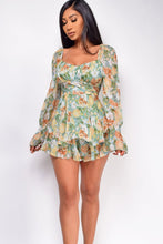 Load image into Gallery viewer, Floral Sweetheart Neck Flounce Sleeve Romper
