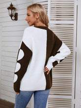 Load image into Gallery viewer, Contrast Heart Pattern Rib-Knit Sweater
