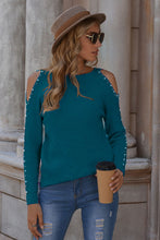 Load image into Gallery viewer, Round Neck Cold Shoulder Long Sleeve Sweater
