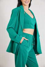 Load image into Gallery viewer, GeeGee Wall Street Full Size Bra, Blazer, and Pants Set in Kelly Green
