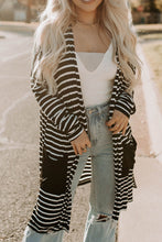 Load image into Gallery viewer, Striped Long Sleeve Cardigan with Pocket
