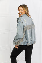 Load image into Gallery viewer, POL Time To Shine Twill Denim Fringe Jacket

