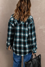 Load image into Gallery viewer, Plaid Curved Hem Button Down Shirt Jacket
