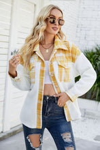 Load image into Gallery viewer, Plaid Button Front Spliced Sherpa Shacket
