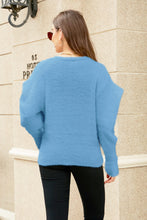 Load image into Gallery viewer, Woven Right Puff Sleeve V-Neck Fuzzy Cardigan
