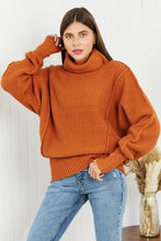 Load image into Gallery viewer, Zenana Exposed Seam Turtleneck Rib-Knit Sweater
