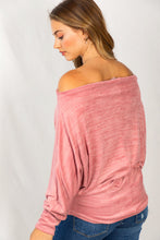 Load image into Gallery viewer, White Birch Full Size Heathered Off-Shoulder Dolman Sleeve Top

