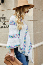 Load image into Gallery viewer, Colorful Stripe V-Neck Asymmetrical Fringe Hem Poncho
