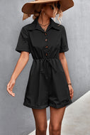 Button Down Collared Neck Romper