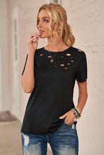 Load image into Gallery viewer, Distressed Short Sleeve Round Neck Tee
