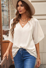 Load image into Gallery viewer, Gathered Detail Notched Flutter Sleeve Top

