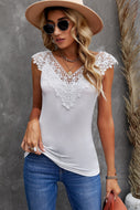 Spliced Lace V-Neck Top