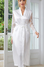Load image into Gallery viewer, Lace Long Sleeve Belted Robe
