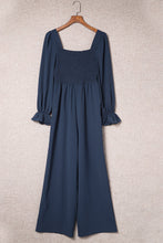 Load image into Gallery viewer, Smocked Long Flounce Sleeve Square Neck Jumpsuit
