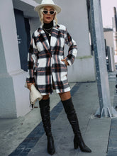 Load image into Gallery viewer, Plaid Lapel Collar Longline Jacket with Pockets
