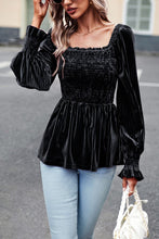 Load image into Gallery viewer, Smocked Square Neck Long Sleeve Blouse

